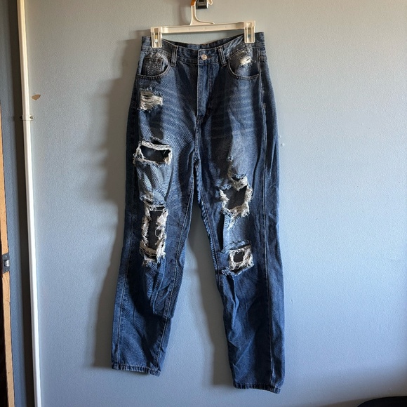Shein High Waisted Straight Leg Ripped Jeans - Picture 1 of 2